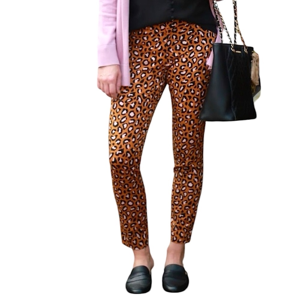 Old Navy Leopard Print Ankle Pants - Tan, Black, White - Picture 2 of 10